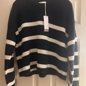 The White Company Navy and White Striped Sweater